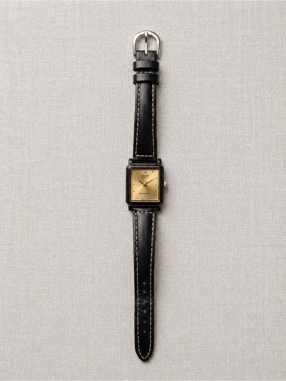 Casio Black Leather Strap Watch with Gold Dial Comes With New Battery